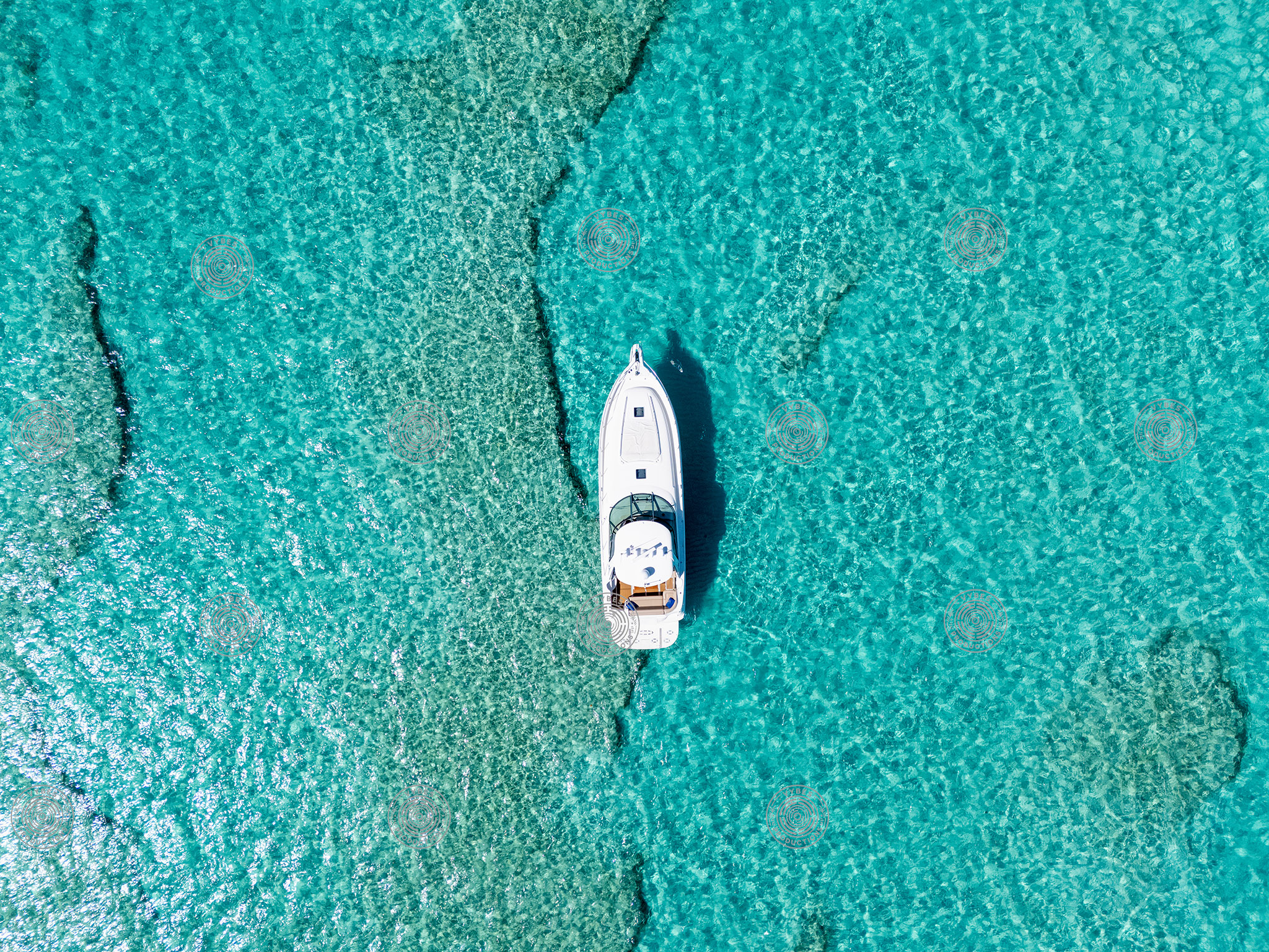 Drone shot of yacht cruising