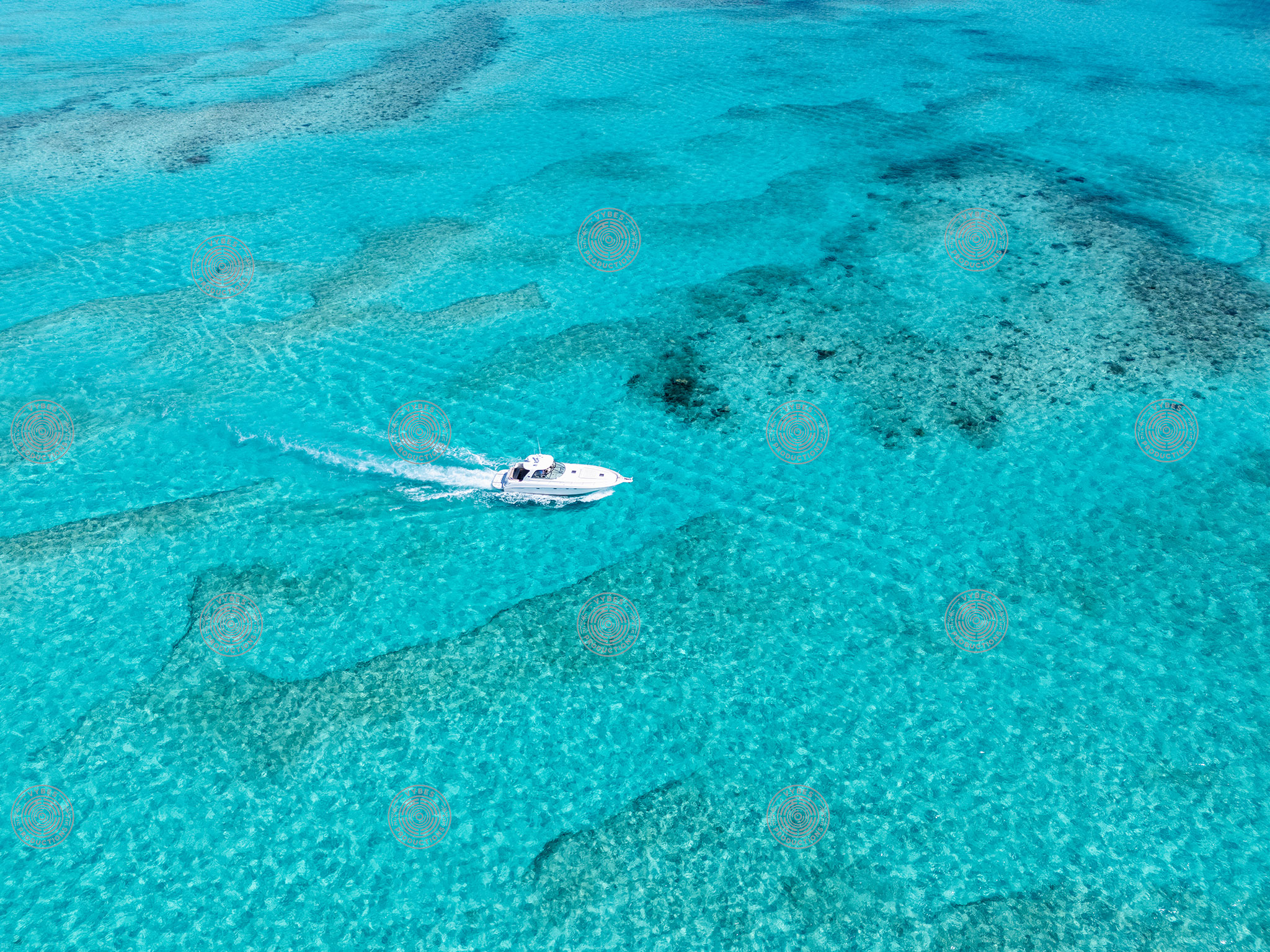 Drone shot of yacht cruising