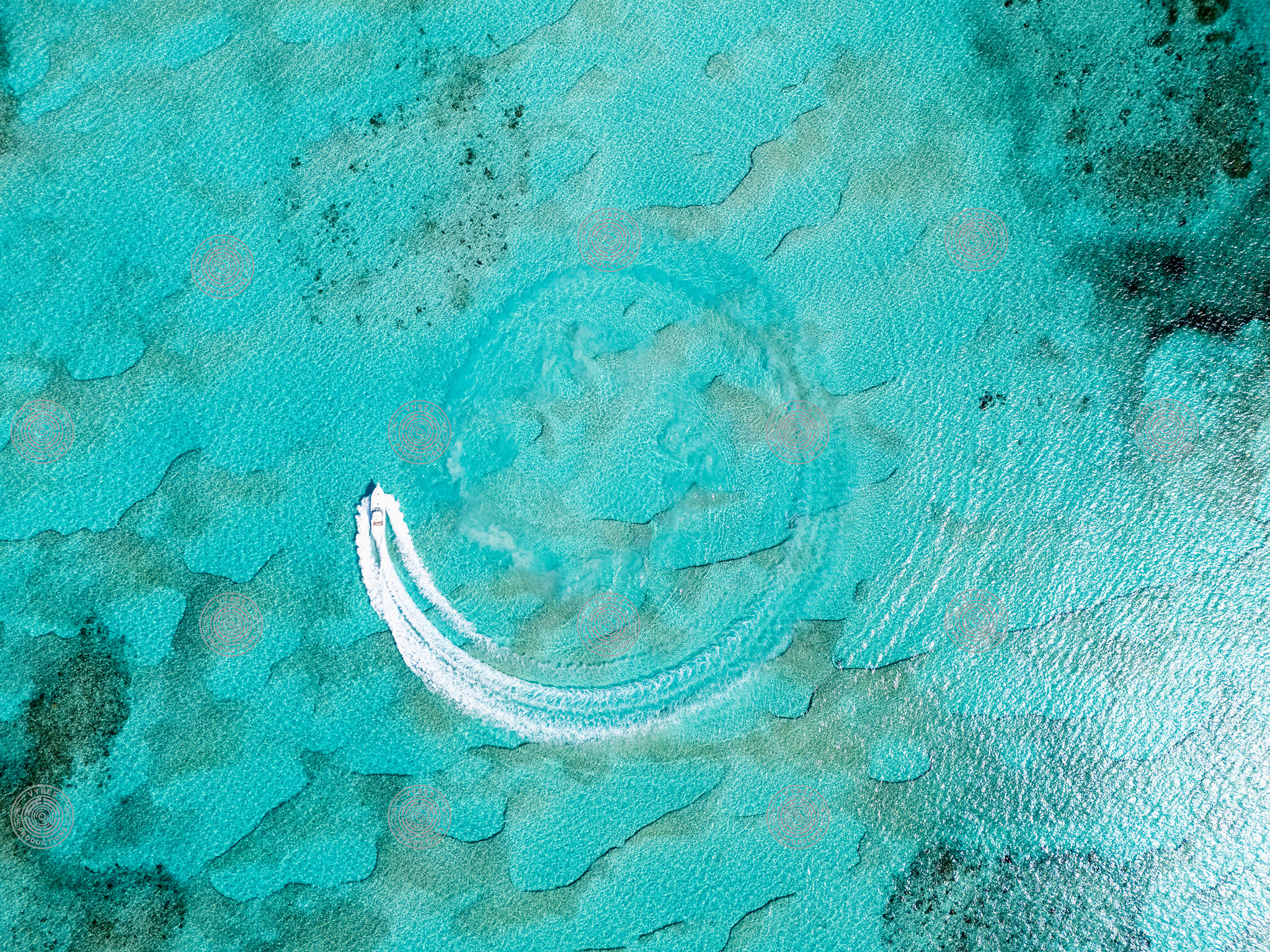 Drone shot of yacht cruising