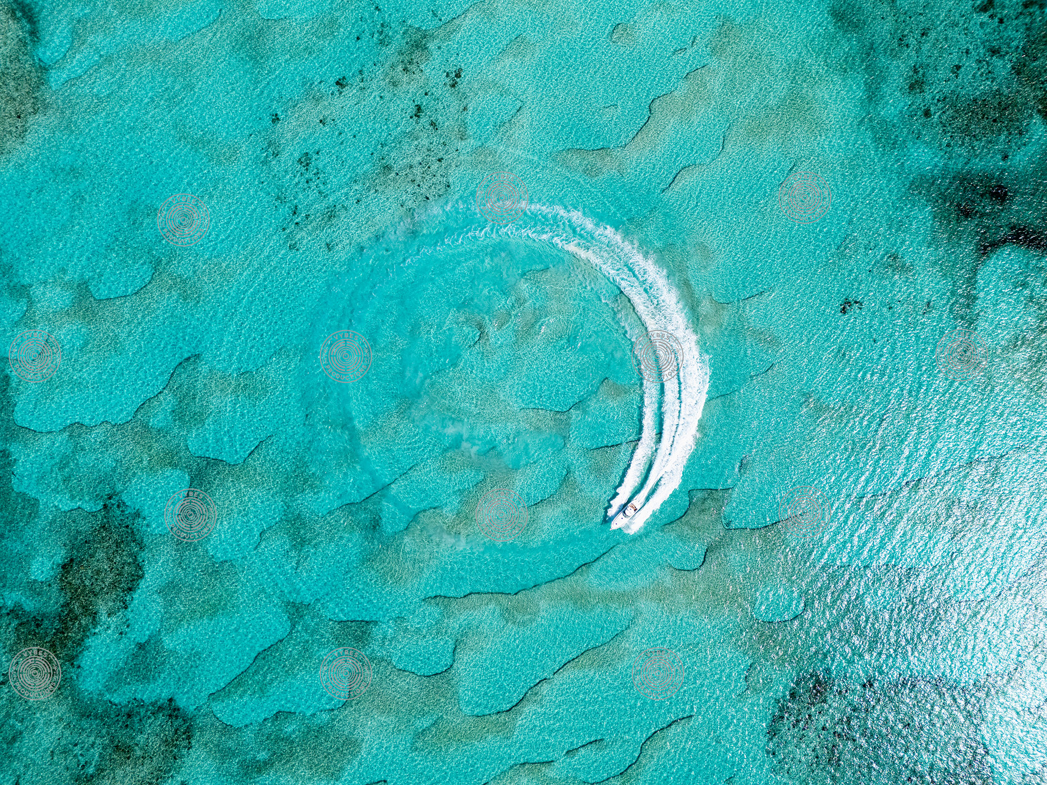 Drone shot of yacht cruising