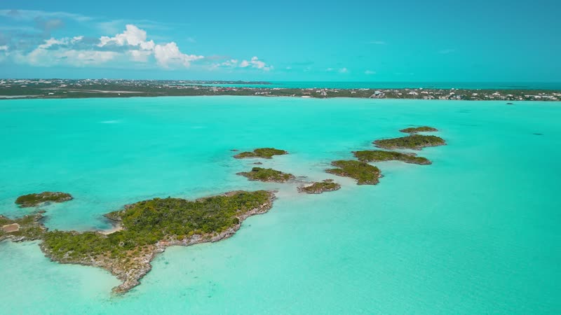 Aerial view of mangrove cays in Chalk Sound