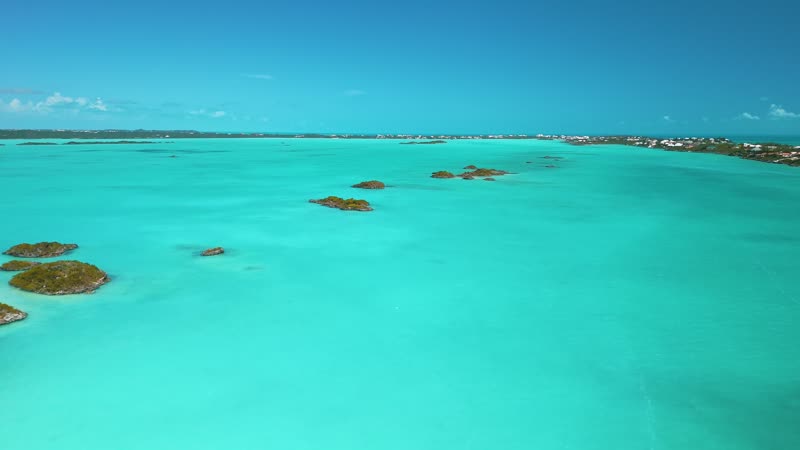 Aerial view of mangrove cays in Chalk Sound