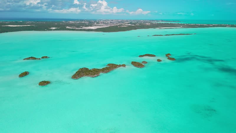 Aerial view of mangrove cays in Chalk Sound