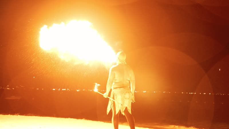 Cinematic slow-motion shot of the fireman