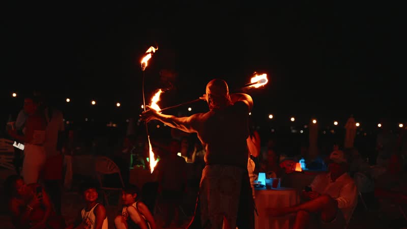 Cinematic slow-motion shot of the fireman