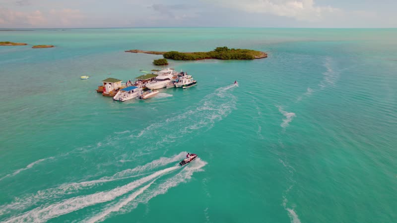 Drone shot following a jetski arriving to Noah’s Ark