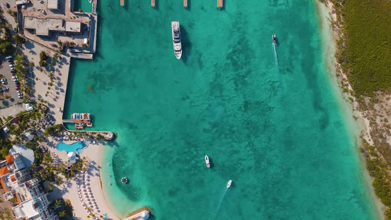 Top down drone shot of Blue Haven Marina area