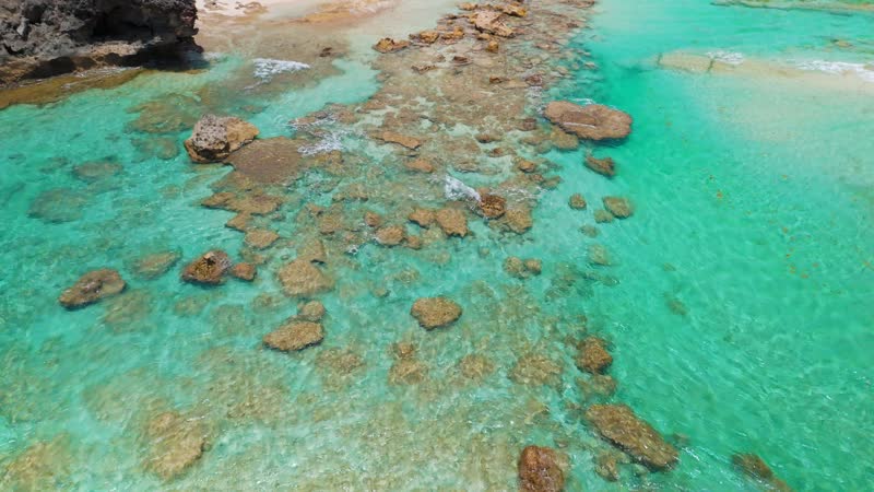 Drone shot of rock formations near Dragon Cay in Middle Caicos