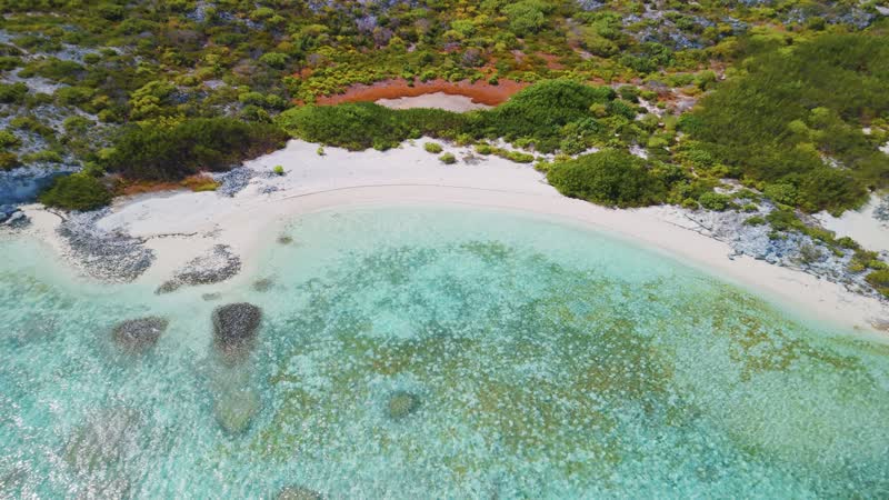 Aerial view of island beach in South Caicos