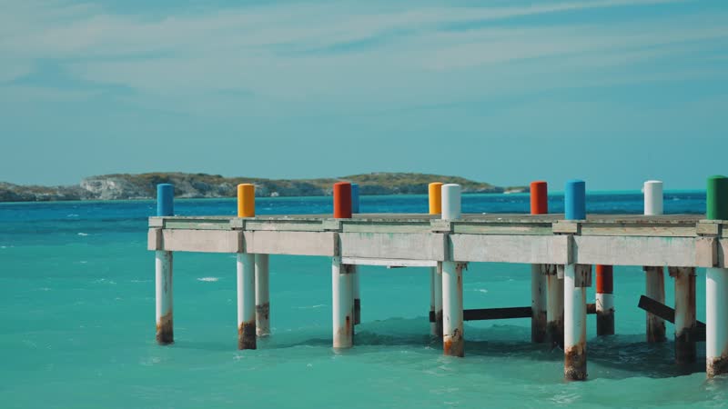 Static handheld shot of dock in South Caicos