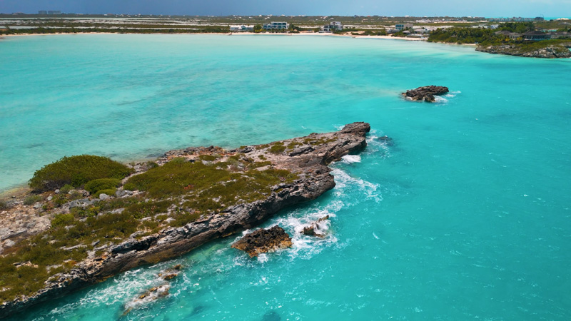 Dynamic drone shot of rock formations in Turtle Tail