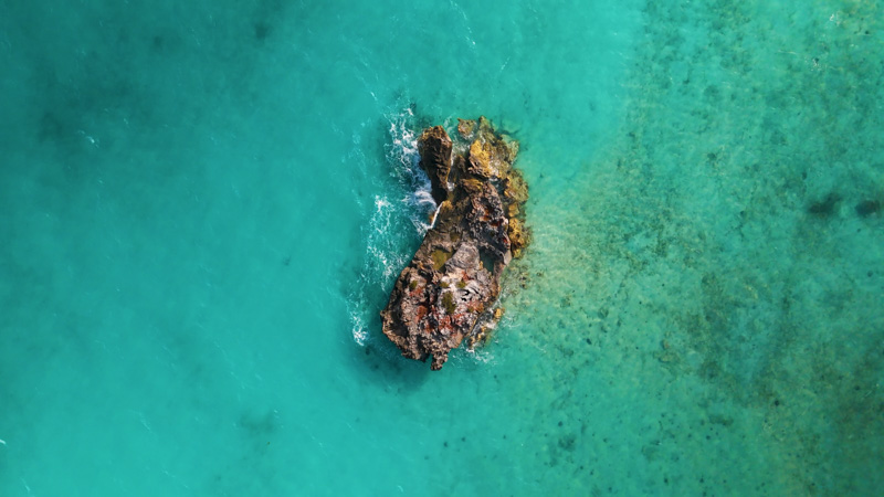 Top down drone shot of rock formations in Turtle Tail